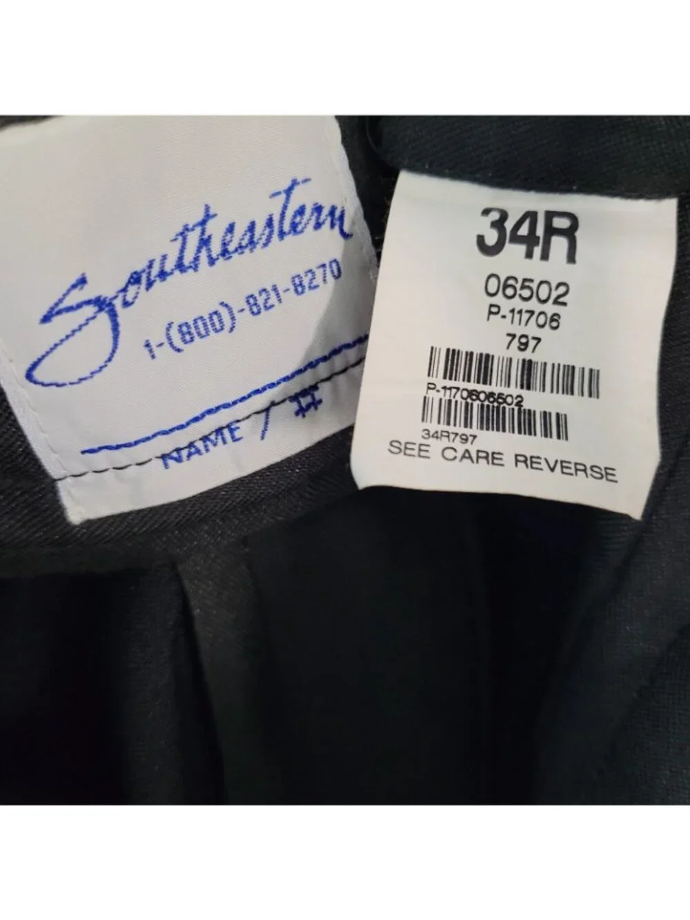 Formalwear Southeastern Black Tuxedo Suit Set Jacket Size 40R Pants 34R (32x33)